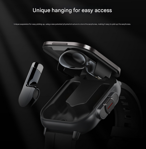 Black 2 In 1 Bluetooth Smartwatch With Integrated Earbuds For Sports Smart Watches