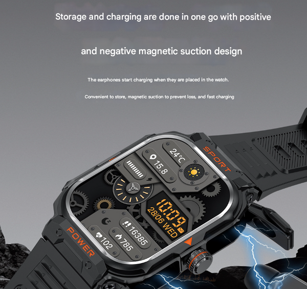 Silver 2 In 1 Smartwatch With Earbuds And 2.01 Inch Hd Screen For Sports Smart Watches