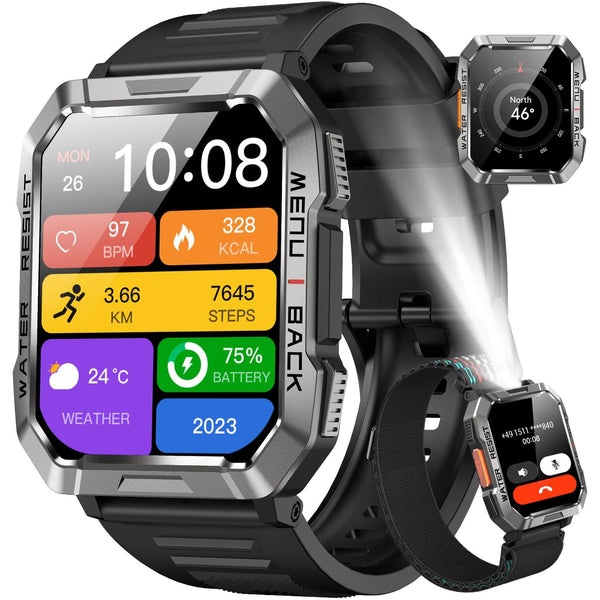 Men's Outdoor Smartwatch With Bluetooth Calling And Flashlight Smart Watches