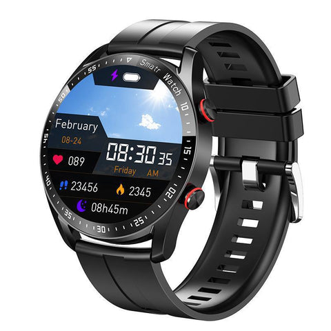 Black Silicone Business Smartwatch With Ecg And Ppg Monitoring Smart Watches