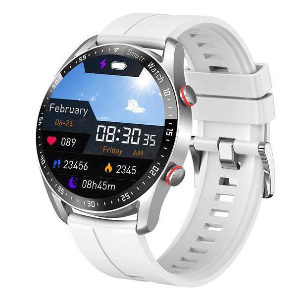 Silver Silicone Business Smartwatch With Ecg And Ppg Monitoring Smart Watches