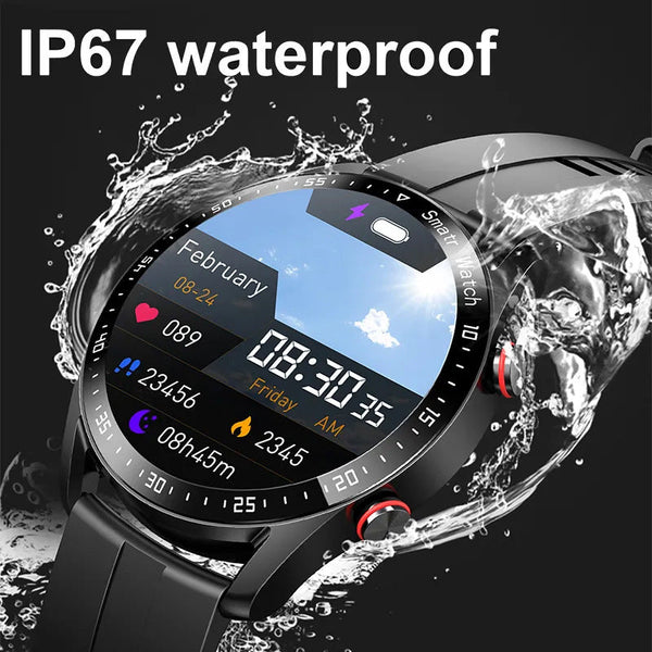 Black Silicone +22Mm Mitsubishi Steel Strip Business Smartwatch With Ecg And Ppg Monitoring Stainless Strap Smart Watches