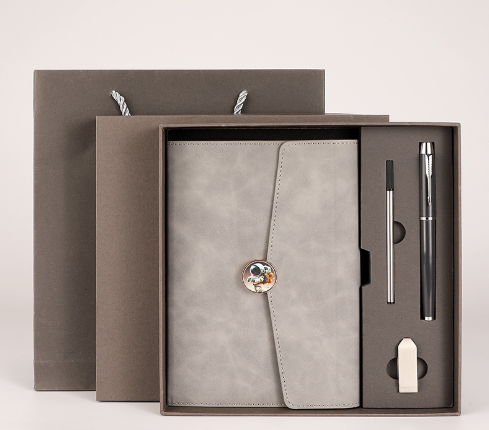 Grey Premium A5 Three Fold Notebook Gift Set With 16Gb Usb And Pen School Supplies