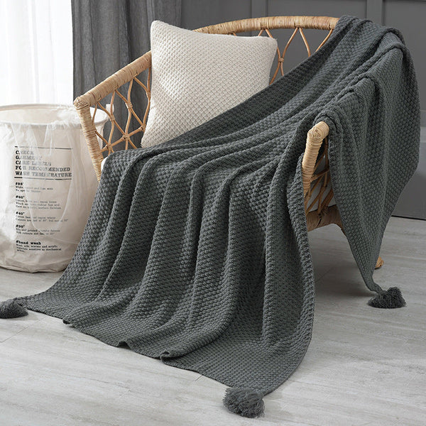 110Cm X 150Cm Grey Knitted Sofa Blanket For Autumn And Winter Naps Blankets