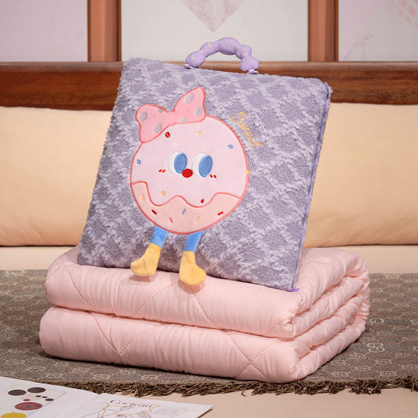 Purple Cartoon Cookie Pillow Blanket 2 In 1 For Winter Car And Office Use Pillows