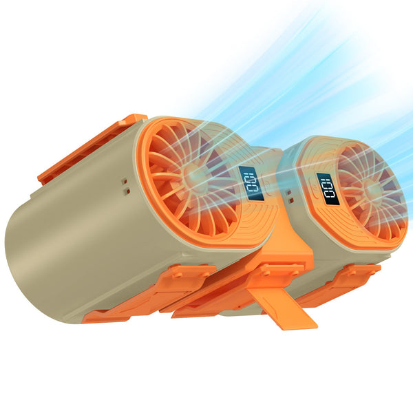 Brown Orange Portable Turbo Waist Fan With Digital Display And Dual Air Outlets Portable Fans
