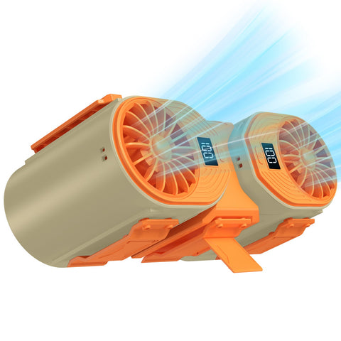 Brown Orange Portable Turbo Waist Fan With Digital Display And Dual Air Outlets Portable Fans