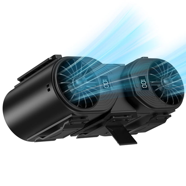 Black Turbo Waist Fan With Digital Display And Dual Air Outlets Portable Fans