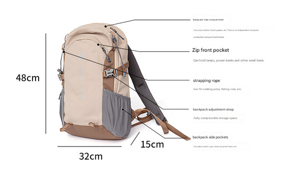 20L Lightweight Hiking Backpack For Camping Travel Commuting Pink White Daypacks