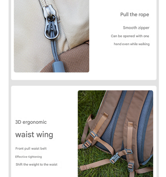 Brown 20L Lightweight Hiking Backpack For Camping Travel And Commuting Daypacks