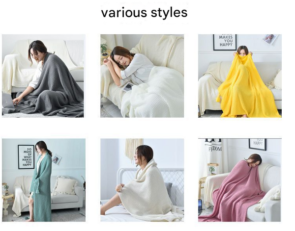 110Cm X 150Cm Pink Knitted Sofa Blanket For Autumn And Winter Naps Blankets