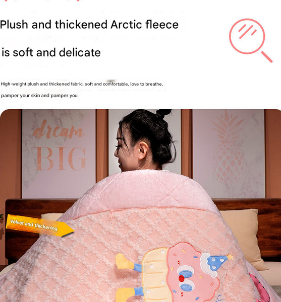 Coffee Thick Fleece Cartoon Cookie Pillow Blanket 2 In 1 For Winter And Office Use Blankets