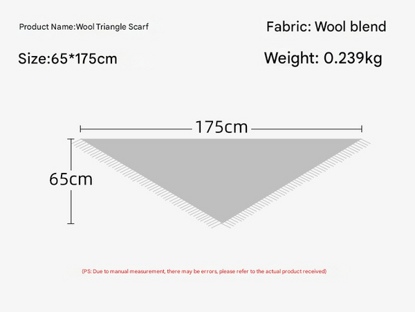 Black Versatile Fringed Faux Wool Triangle Shawl Warm Knitted Scarf Scarves & Wraps