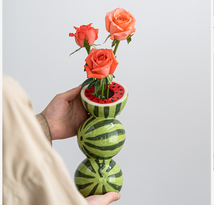 Watermelon Nordic Style Minimalist Fruit And Flower Vase Modern Home Decor Vases