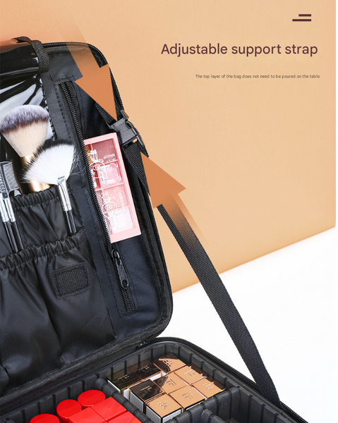 Pink Oxford Fabric Makeup Case With Mirror And Partitions All In One Tool Box Makeup Bags & Cases