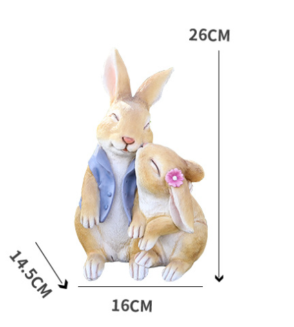 Kisses Rabbits Cute Resin Garden Ornament Charming Outdoor Decor Ornaments & Statues