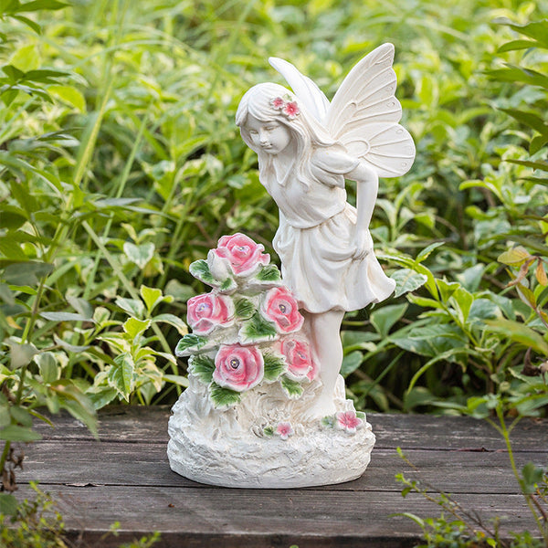 Solar Angel Fairy Garden Statue Elegant Outdoor Decor Ornaments & Statues