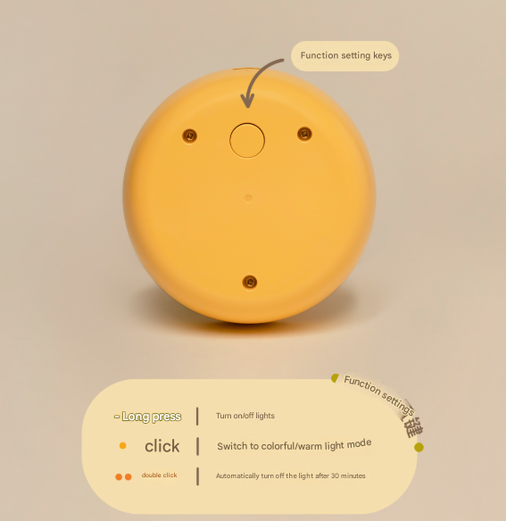 Yellow Colorful Duck Pear Usb Night Light Adjustable Sleep Companion Night Lights