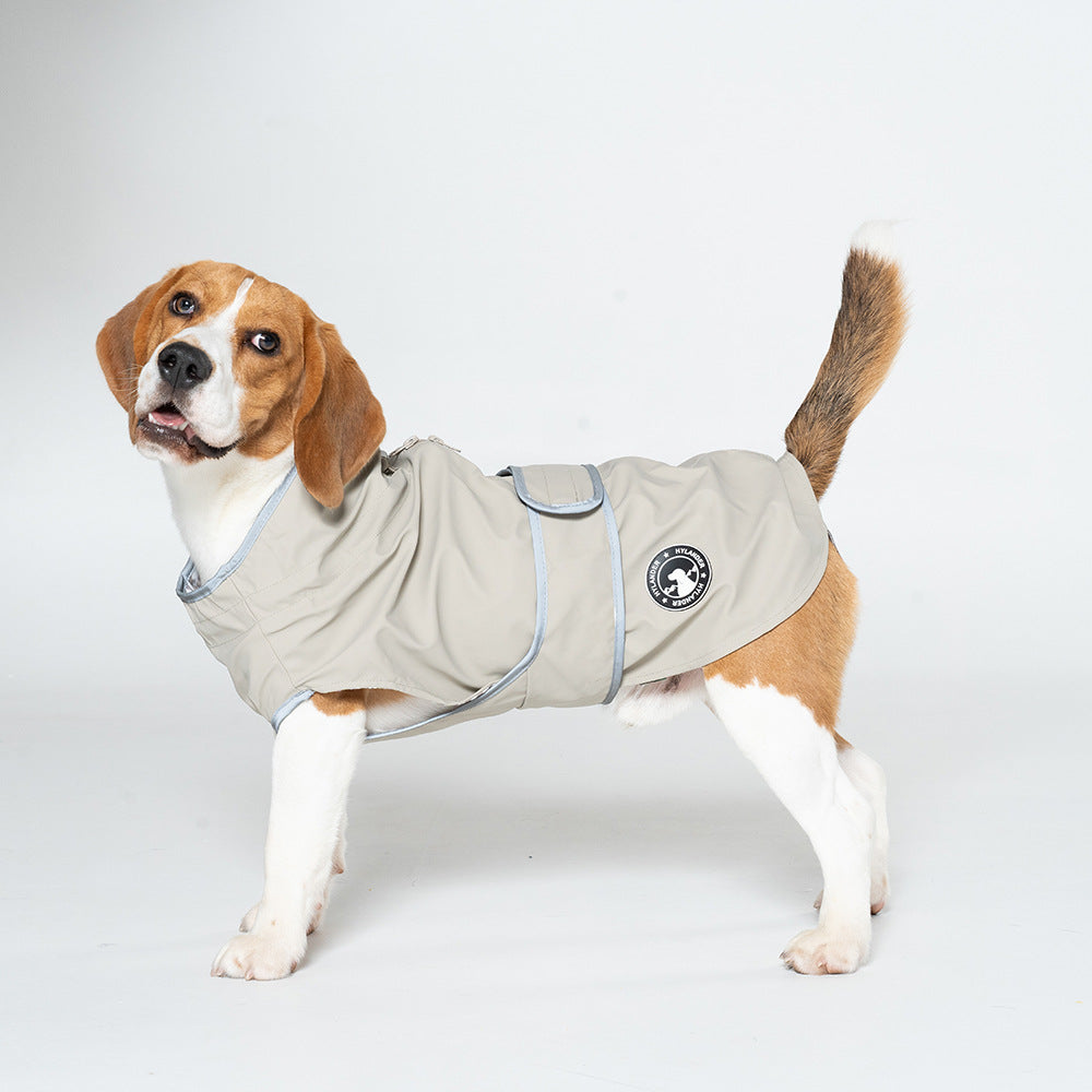 55# Grey Waterproof Reflective Dog Raincoat For Small To Large Dogs Dog Clothing & Shoes