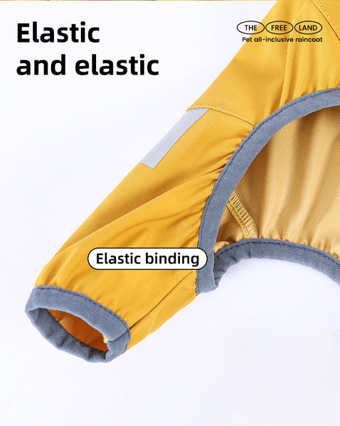 Xl Bright Yellow And Gray Trim Waterproof Four Legged Dog Raincoat With Leash Hole For Small Breeds Dog Clothing & Shoes