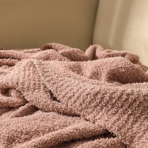 152 X 203Cm Navy Blue Solid Color Plush Knitted Blanket For Sofa And Office 1150G Throws & Afghans