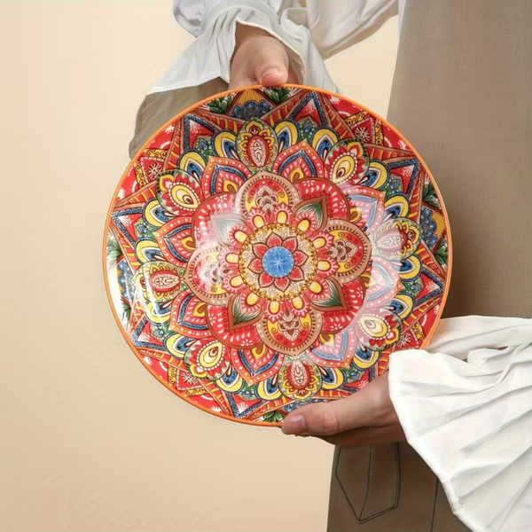 Orange Bos 10 Inch Bohemian Ceramic Shallow Plate Plates