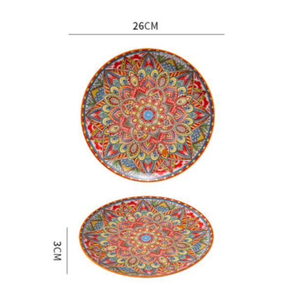 Orange Bos 10 Inch Bohemian Ceramic Shallow Plate Plates