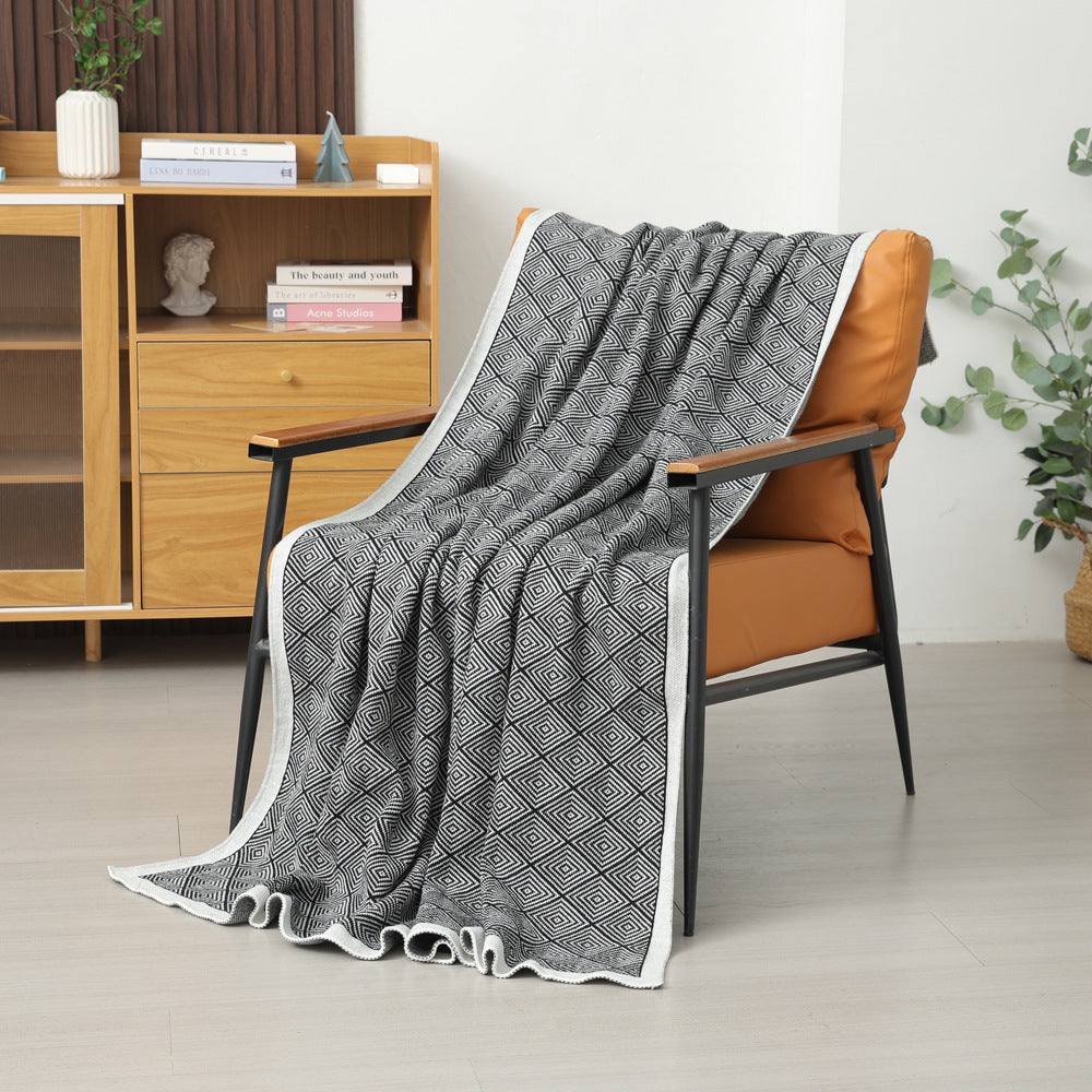 Dark Grey Knitted Sofa Blanket With Plush Side 130 X 170 Cm 720G Ideal For Napping And Office Use Blankets