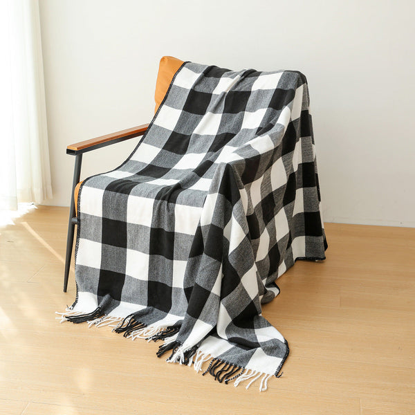 Classic Black White Checkered Faux Cashmere Blanket 130 X 210 Cm 650G Blankets