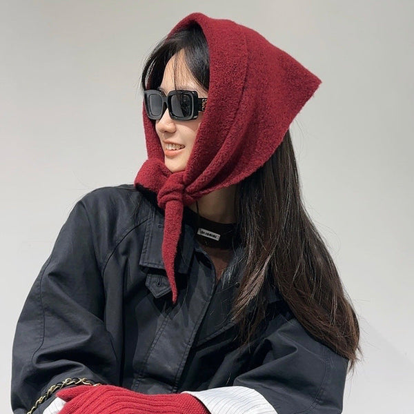 2 Piece Red Elegant Wool Blend Triangle Scarf Luxurious Knit Shawl For Women (39 X 110Cm) Scarves & Wraps