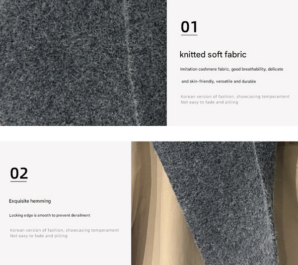 2 Piece Dark Grey Coffee Elegant Wool Blend Triangle Scarf Luxurious Knit Shawl For Women (39 X 110Cm) Scarves & Wraps