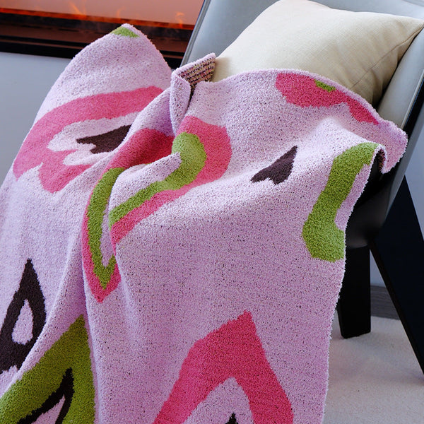 Pink Luxurious Chunky Knit Throw Blanket Cozy & Thick Sofa Accent 136 X 130Cm (920G) Blankets