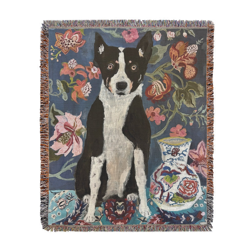 Dog Artistic Jacquard Throw Blanket American Style Illustrated Sofa Cover & Tapestry 130 X 160Cm Blankets