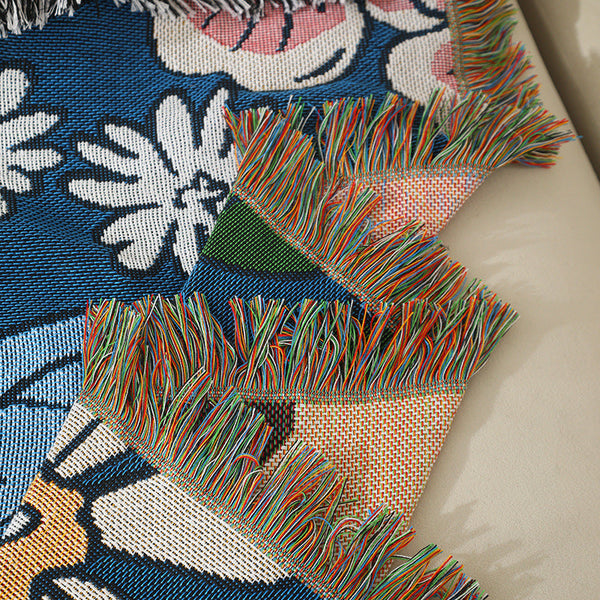 Dog Artistic Jacquard Throw Blanket American Style Illustrated Sofa Cover & Tapestry 130 X 160Cm Blankets