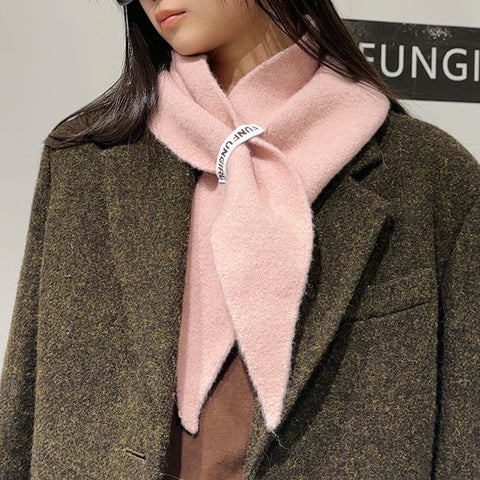 2 Piece Pink Elegant Wool Blend Triangle Scarf Luxurious Knit Shawl For Women (39 X 110Cm) Scarves & Wraps