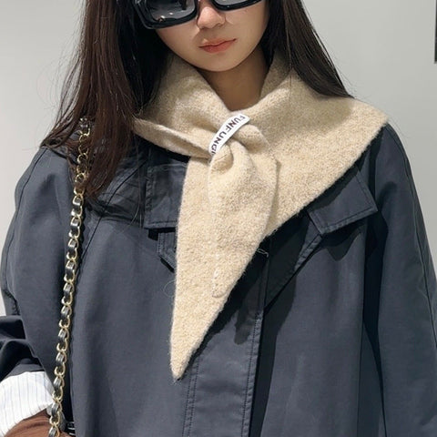 2 Piece Khaki Elegant Wool Blend Triangle Scarf Luxurious Knit Shawl For Women (39 X 110Cm) Scarves & Wraps