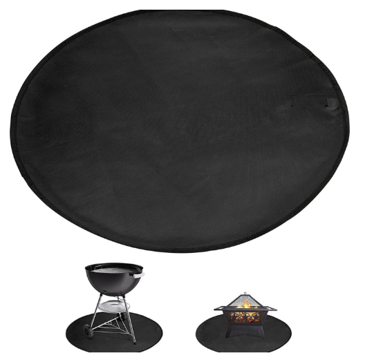 24 Inch Black Fireproof Mat For Pit And Bbq Silicone Coated Fireplace & Stove Accessories
