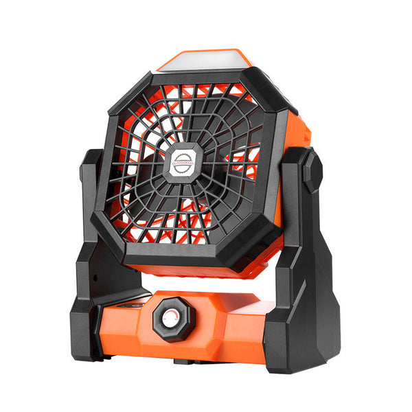 Black Orange Portable Usb Camping Fan With 7800Mah Battery And 3 Mode Led Lighting Portable Fans