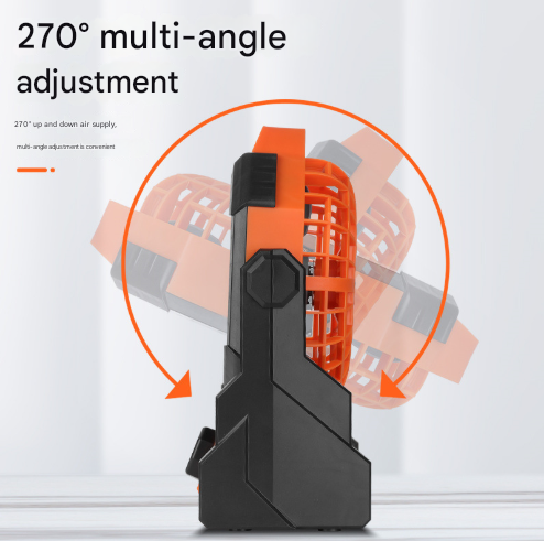 Black Orange Portable Usb Camping Fan With 7800Mah Battery And 3 Mode Led Lighting Portable Fans