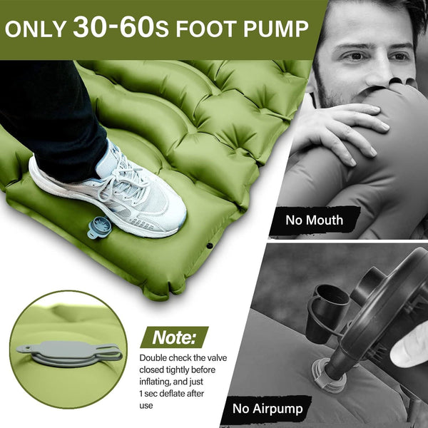Grey 190Cm Ultra Light Foot Pump Inflatable Camping Sleeping Pad Sleeping Mats