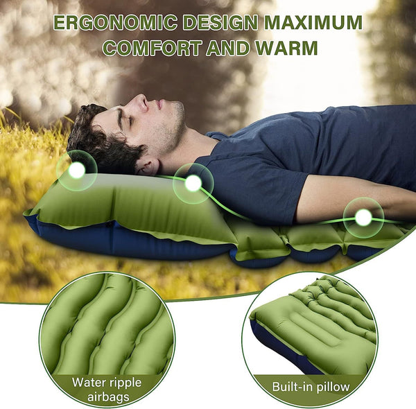 Grey 190Cm Ultra Light Foot Pump Inflatable Camping Sleeping Pad Sleeping Mats