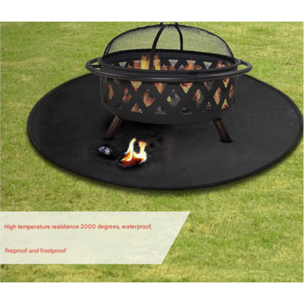 30 Inch Black Fireproof Mat For Pit And Bbq Silicone Coated Fireplace & Stove Accessories