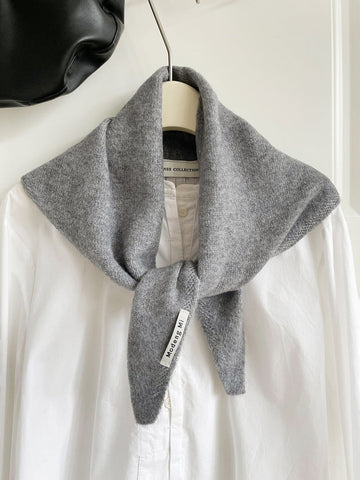 Grey Chic Wool Blend Knit Triangle Scarf Versatile & Warm Fashion Accessory 105 X 35Cm Scarves & Wraps