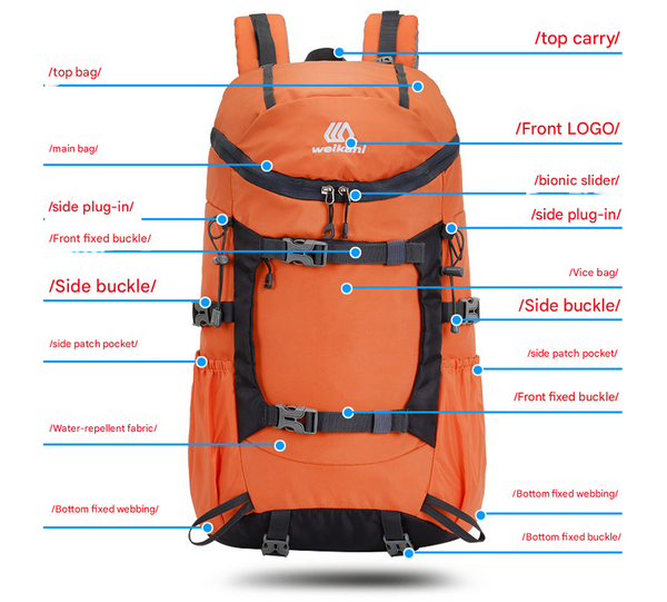 Navy Blue 20L Women's Orange Mountaineering Backpack Water Resistant Daypacks