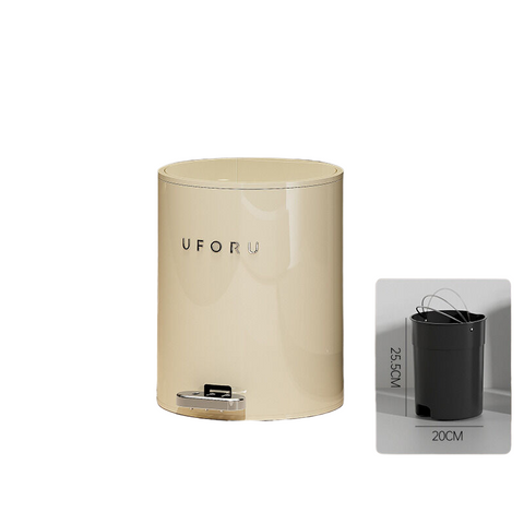 Elosung Cream White Round (Iron) Double Open Trash Can 9 Liters 22.5Cm * 28Cm (Inner Container 20 25.5) Rubbish Bins