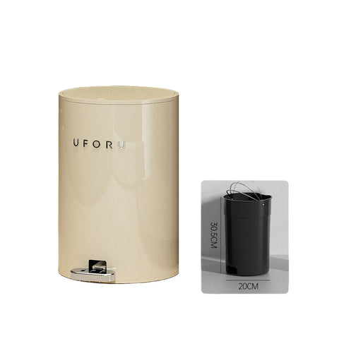 Elosung Cream White Round (Iron) Double Open Trash Can 12 Liters 22.5Cm * 33.5Cm (Inner Container 20 30.5) Rubbish Bins