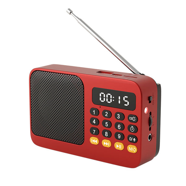 Digital Music Player Fm Radio 4 Playback Modes Led Flashlight Red Portable Am/Fm Radios