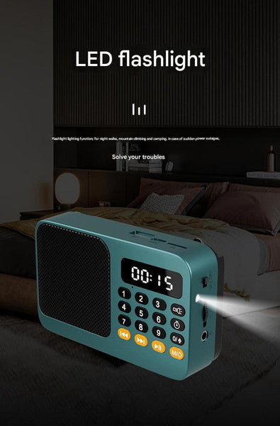 Digital Music Player Fm Radio 4 Playback Modes Led Flashlight Red Portable Am/Fm Radios