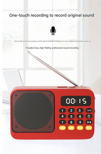 Digital Music Player Fm Radio 4 Playback Modes Led Flashlight Blue Portable Am/Fm Radios