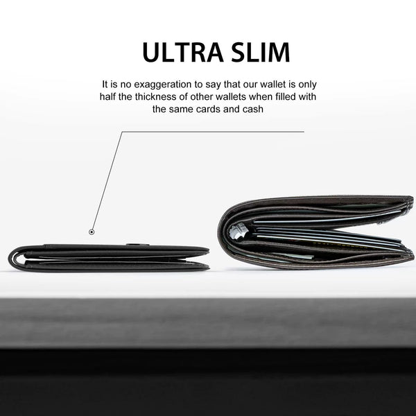 Men's Slim Leather Bifold Wallet Rfid Blocking 11 Card Slots Id Window(Carbon Silver) Wallets